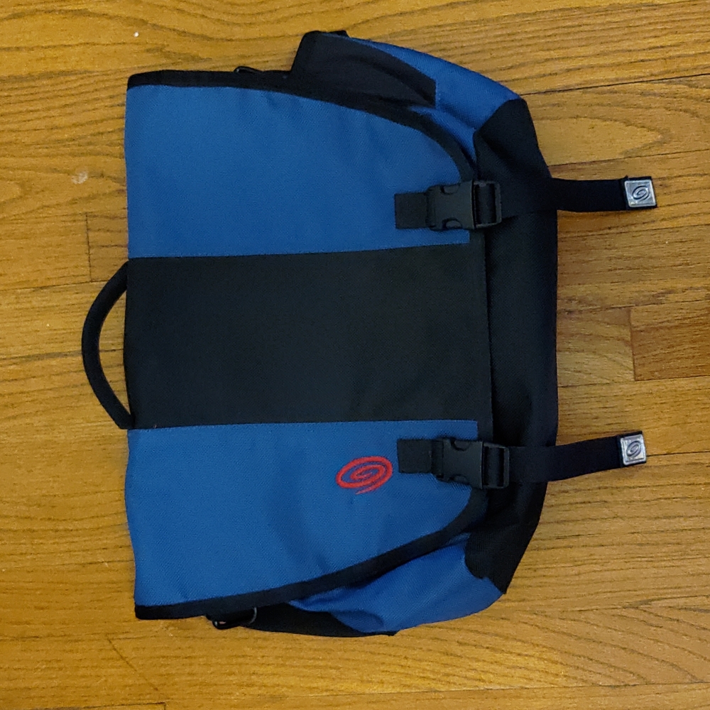 Small blue & black Timbuk2 laptop messenger bag with cross-body strap
